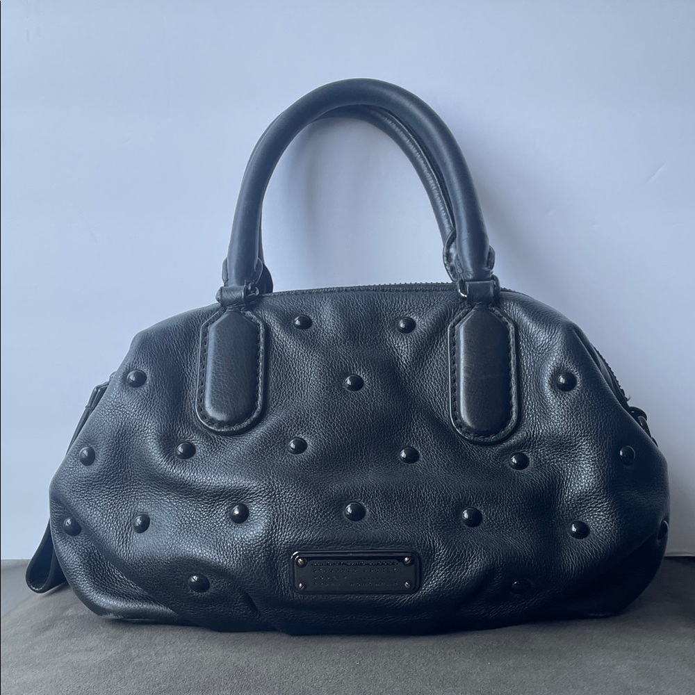 Marc By Marc Jacobs Black Studded Satchel soft supple slouchy leather EUC